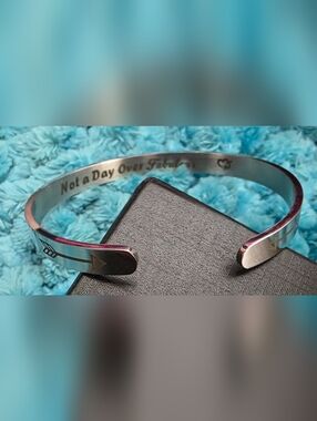 Silver-Tone Engraved Cuff Bracelet - Inspirational Script